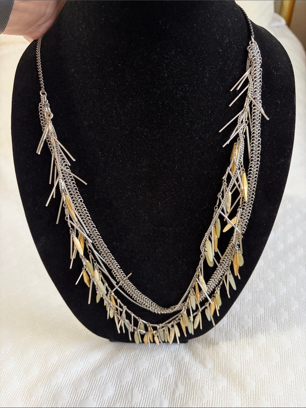 Stella & Dot Freya Fringe Chain Necklace - Silver & Gold